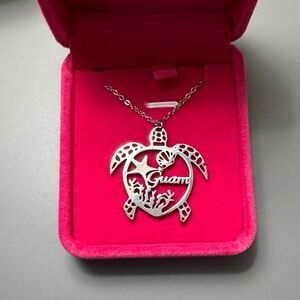 Silver Turtle Guam Pendant Necklace